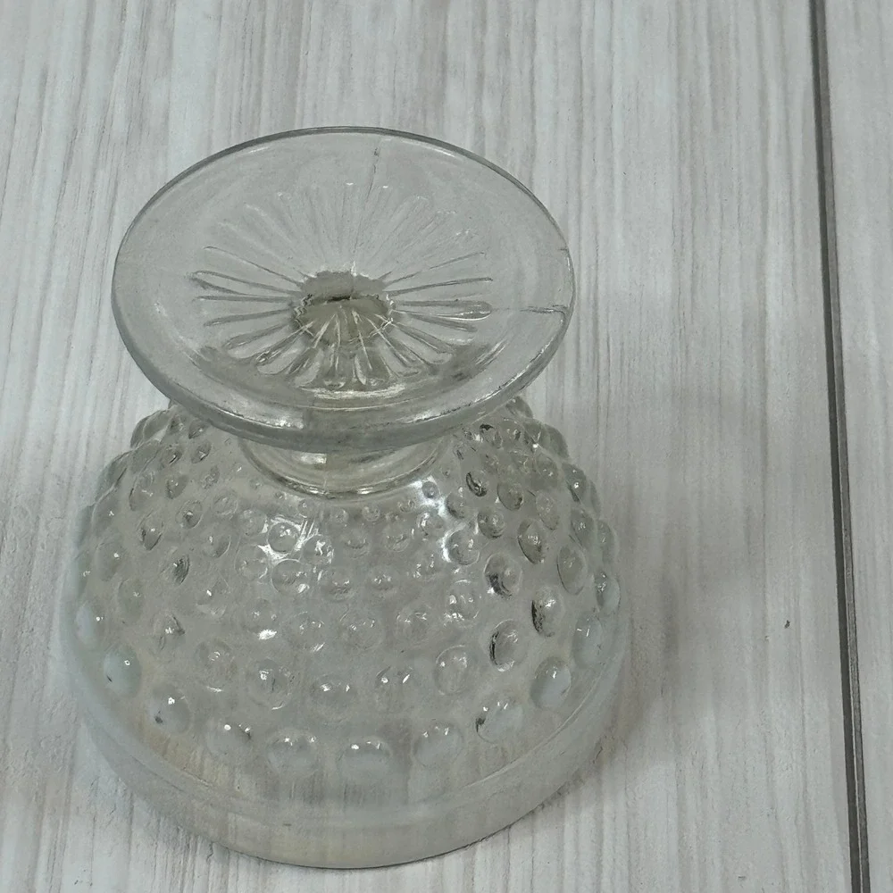 Vintage Clear Glass Pedestal Dessert Bowl Compote‎ Dish Hobnail Design